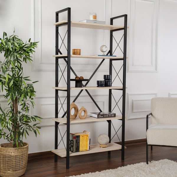 Polica za knjige Elysian - Travertine, Black-Vasdom.hr