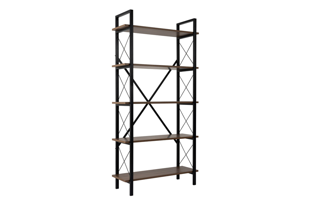 Polica za knjige Elysian - Walnut, Black-Vasdom.hr
