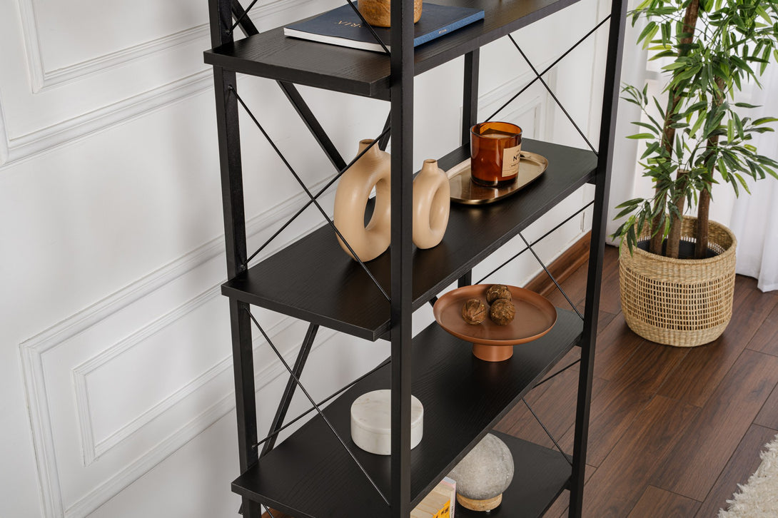 Polica za knjige Elysian - Wood Black, Black-Vasdom.hr