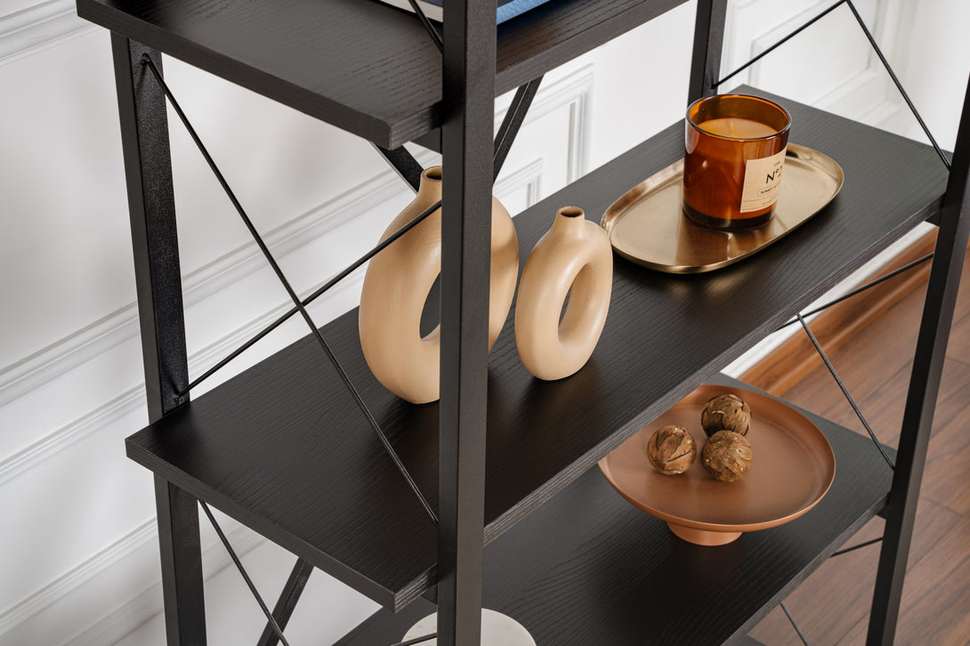 Polica za knjige Elysian - Wood Black, Black-Vasdom.hr