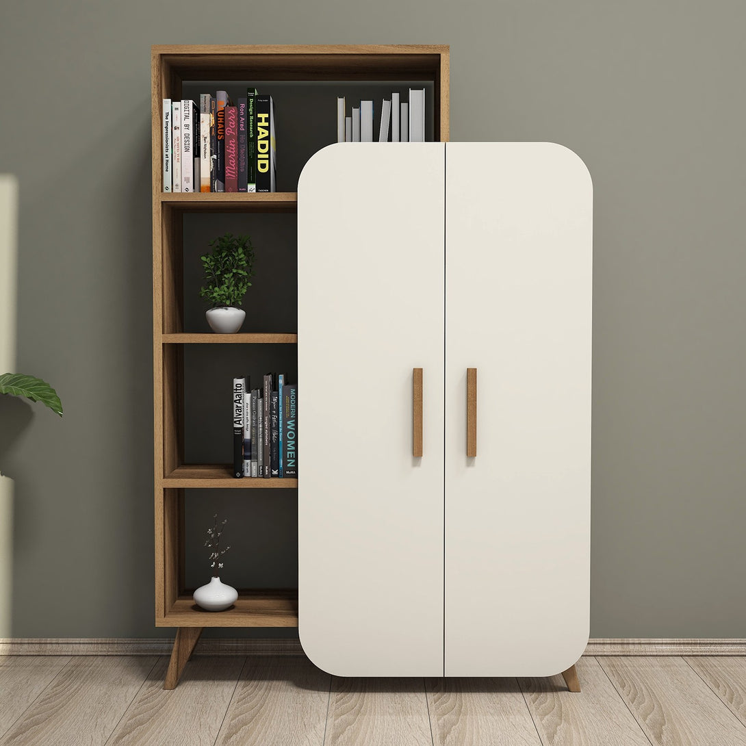 Polica za knjige Form - Walnut, Cream-Vasdom.hr