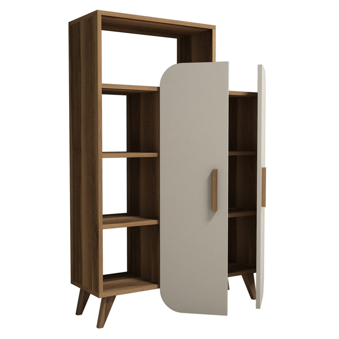 Polica za knjige Form - Walnut, Cream-Vasdom.hr