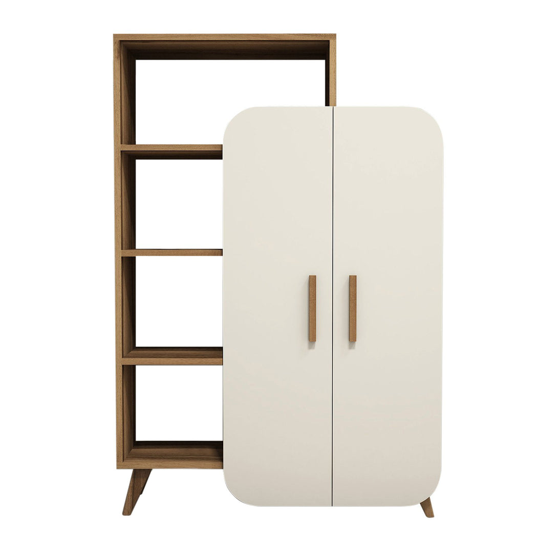 Polica za knjige Form - Walnut, Cream-Vasdom.hr