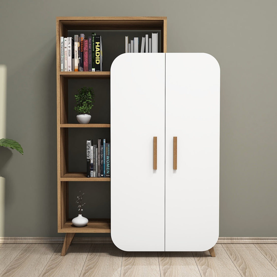 Polica za knjige Form - Walnut, White-Vasdom.hr