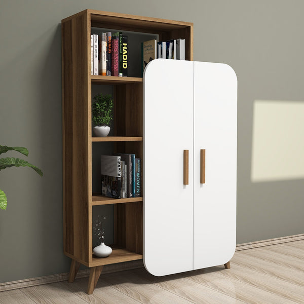 Polica za knjige Form - Walnut, White-Vasdom.hr