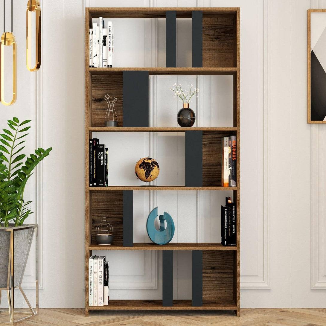 Polica za knjige Lima - Walnut, Anthracite-Vasdom.hr