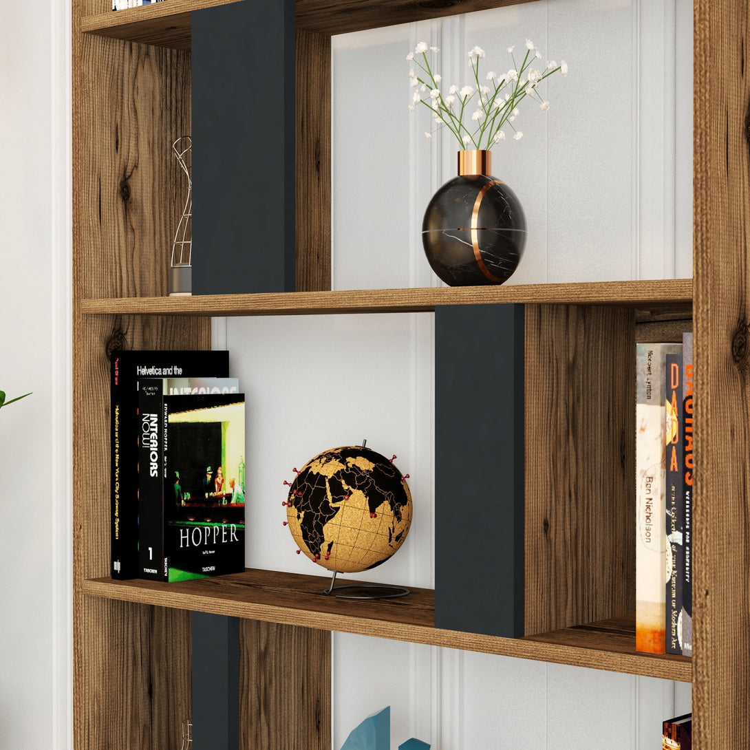 Polica za knjige Lima - Walnut, Anthracite-Vasdom.hr