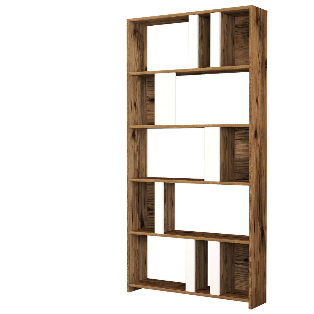 Polica za knjige Lima - Walnut, White-Vasdom.hr