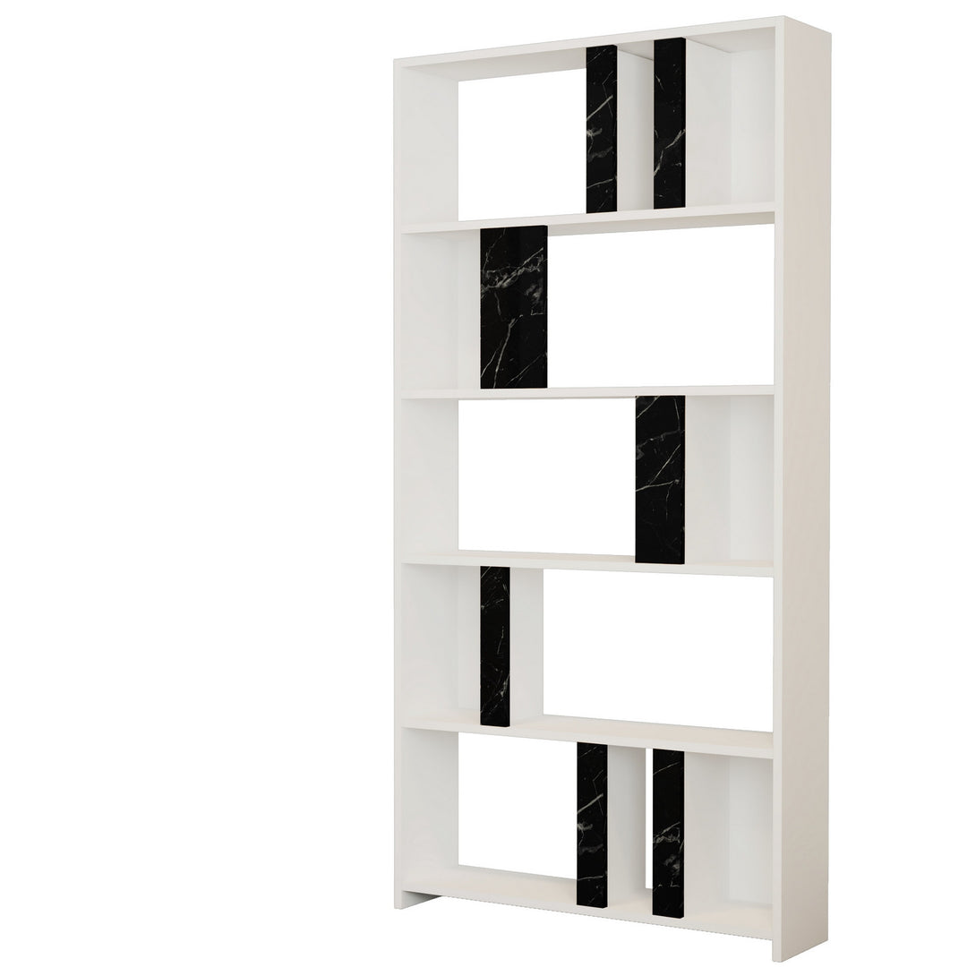 Polica za knjige Lima - White, Black Marble-Vasdom.hr
