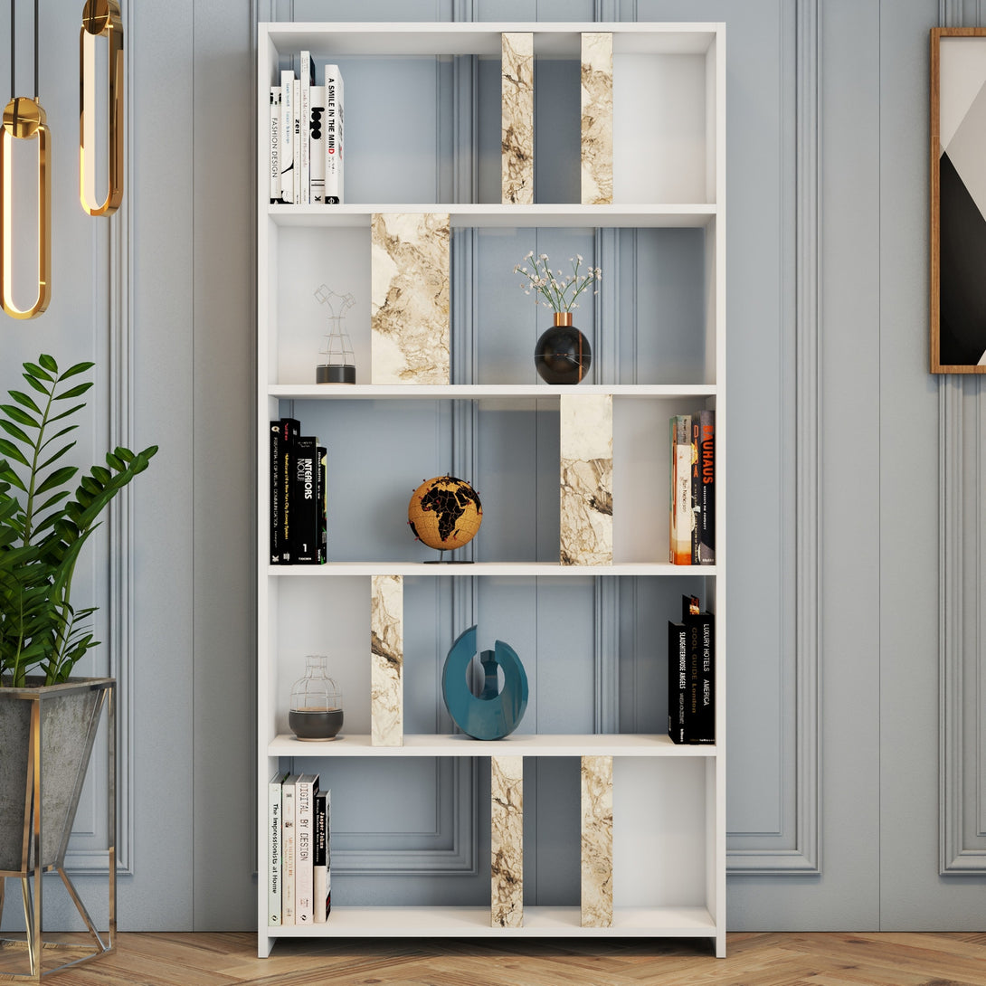 Polica za knjige Lima - White Marble-Vasdom.hr