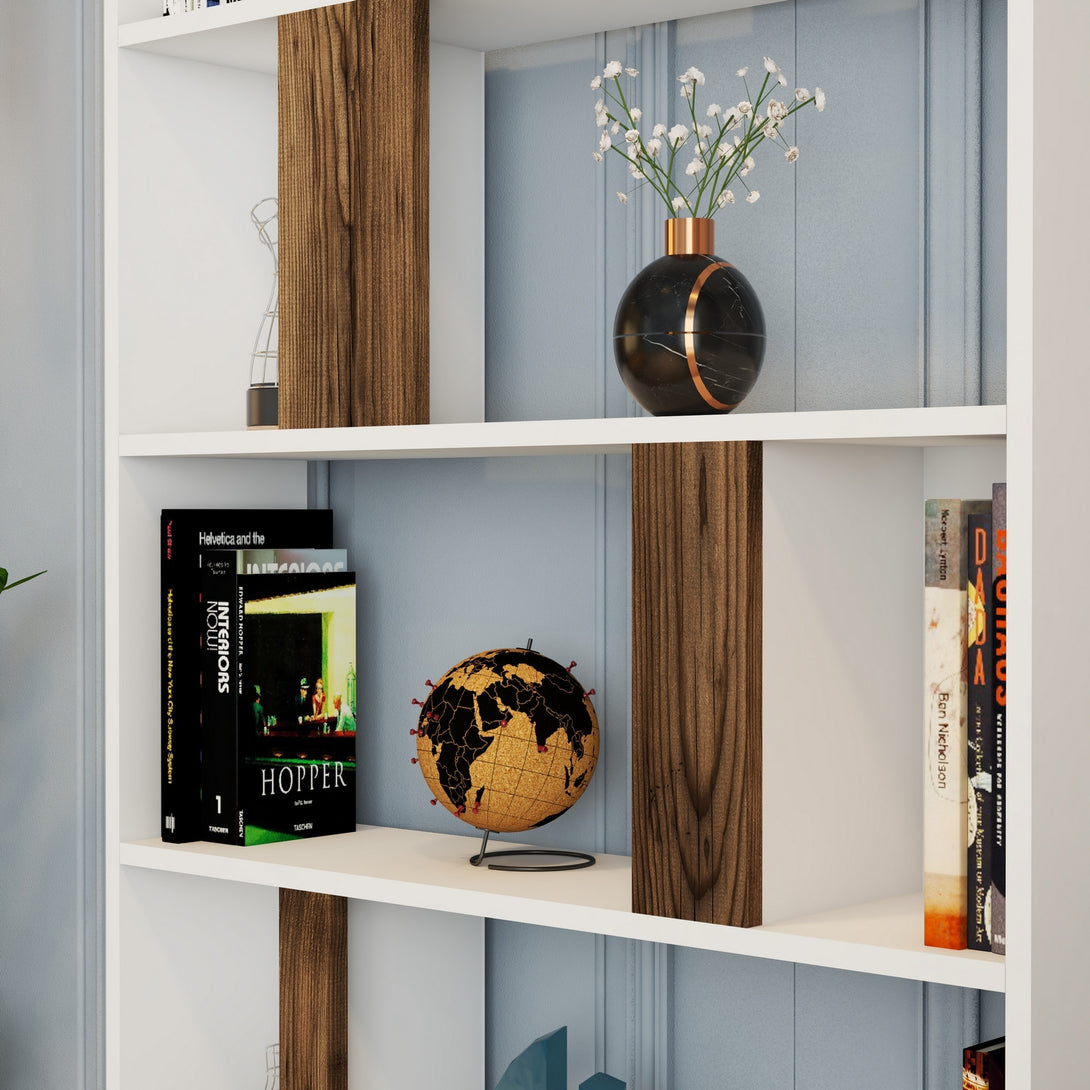 Polica za knjige Lima - White, Walnut-Vasdom.hr
