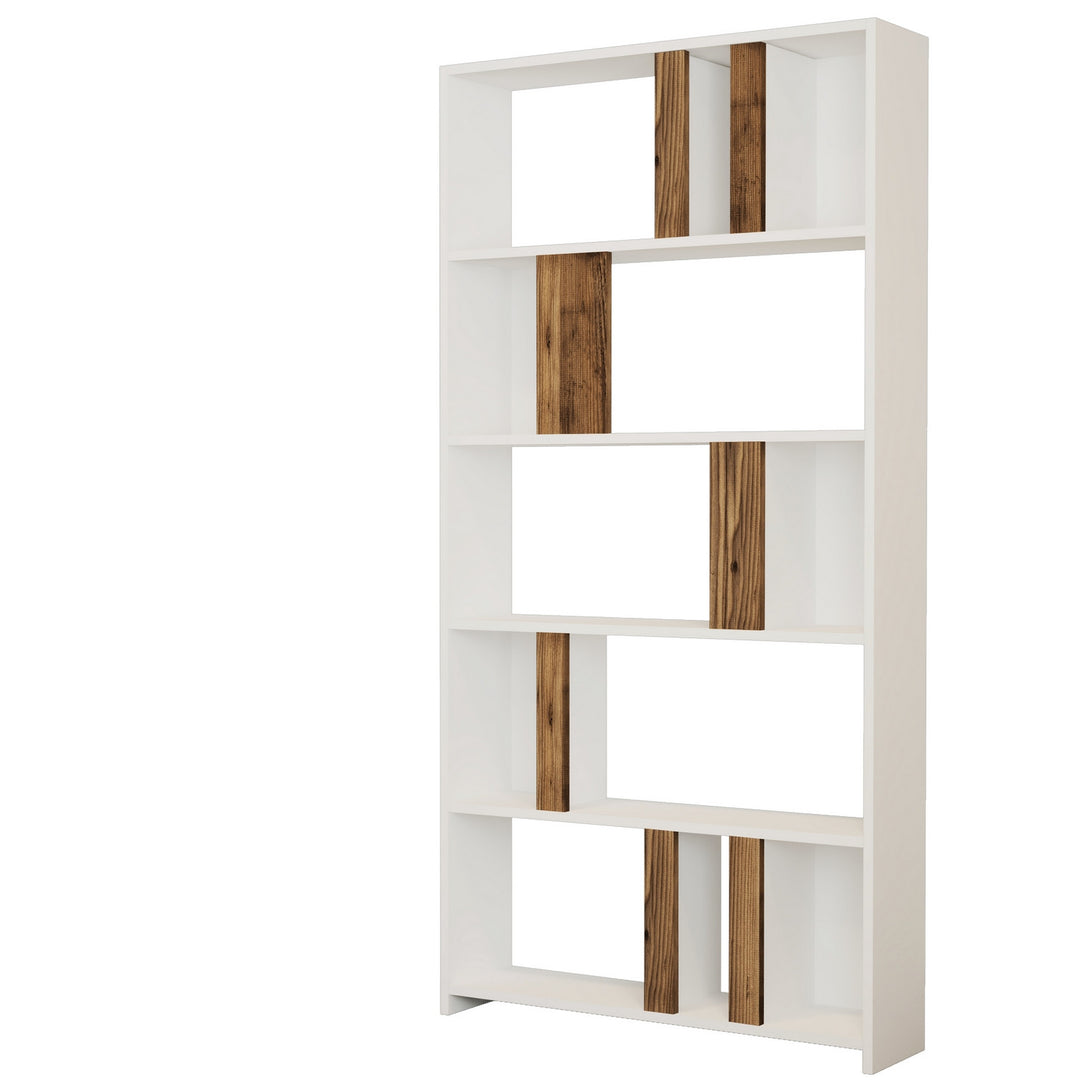 Polica za knjige Lima - White, Walnut-Vasdom.hr