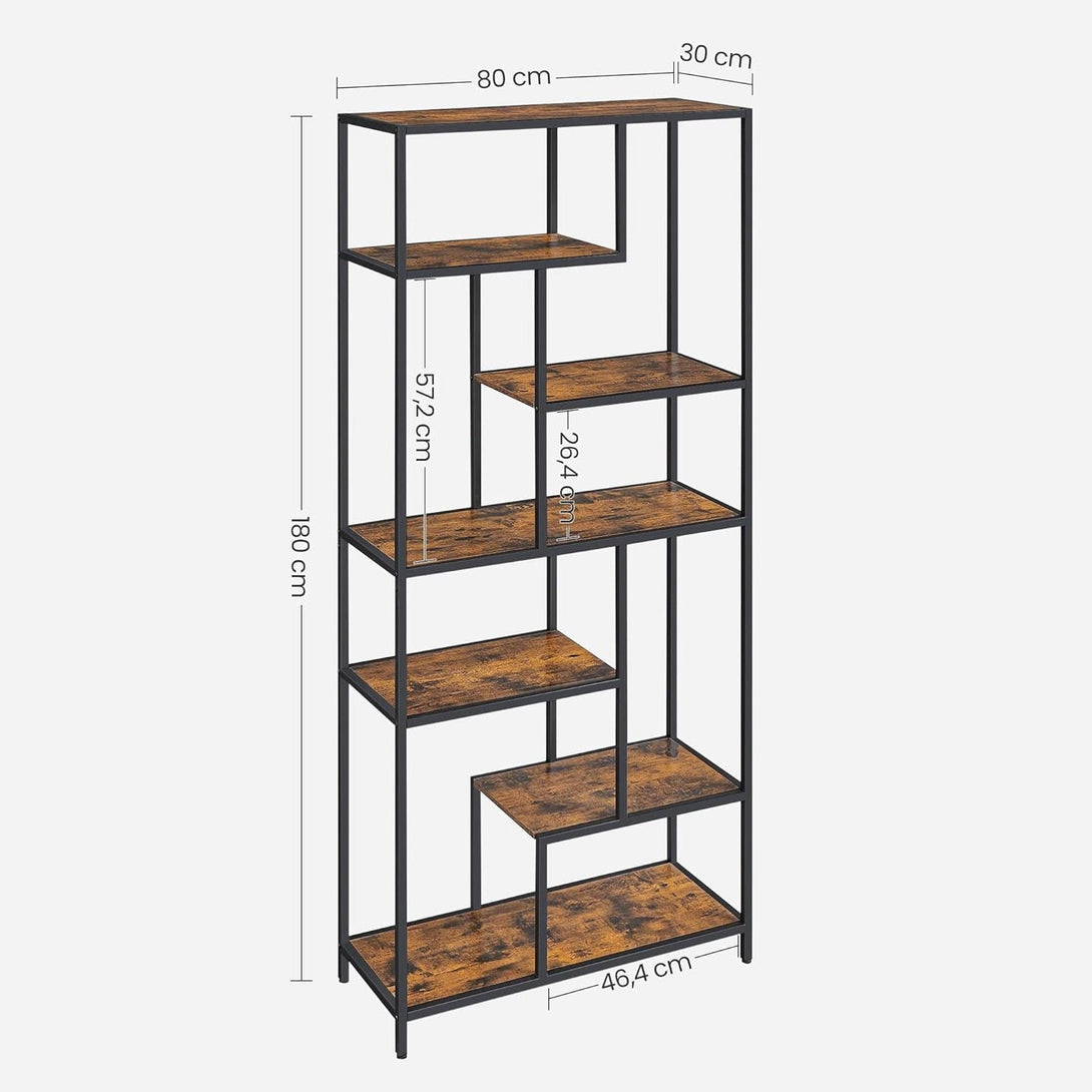 Polica za knjige na 6 nivoa, rustikalno smeđa i crna boja | VASAGLE-Vasdom.hr