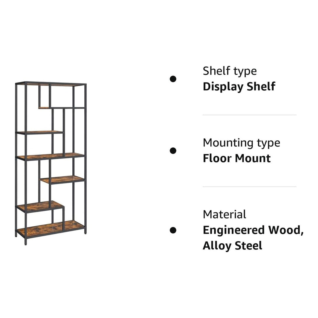 Polica za knjige na 6 nivoa, rustikalno smeđa i crna boja | VASAGLE-Vasdom.hr