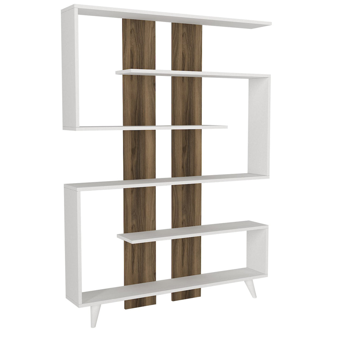 Polica za knjige Rain - White, Walnut-Vasdom.hr