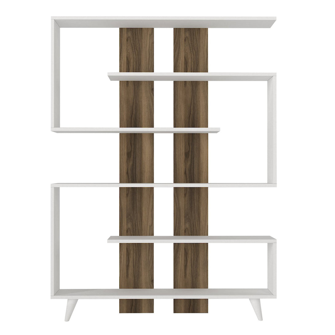 Polica za knjige Rain - White, Walnut-Vasdom.hr