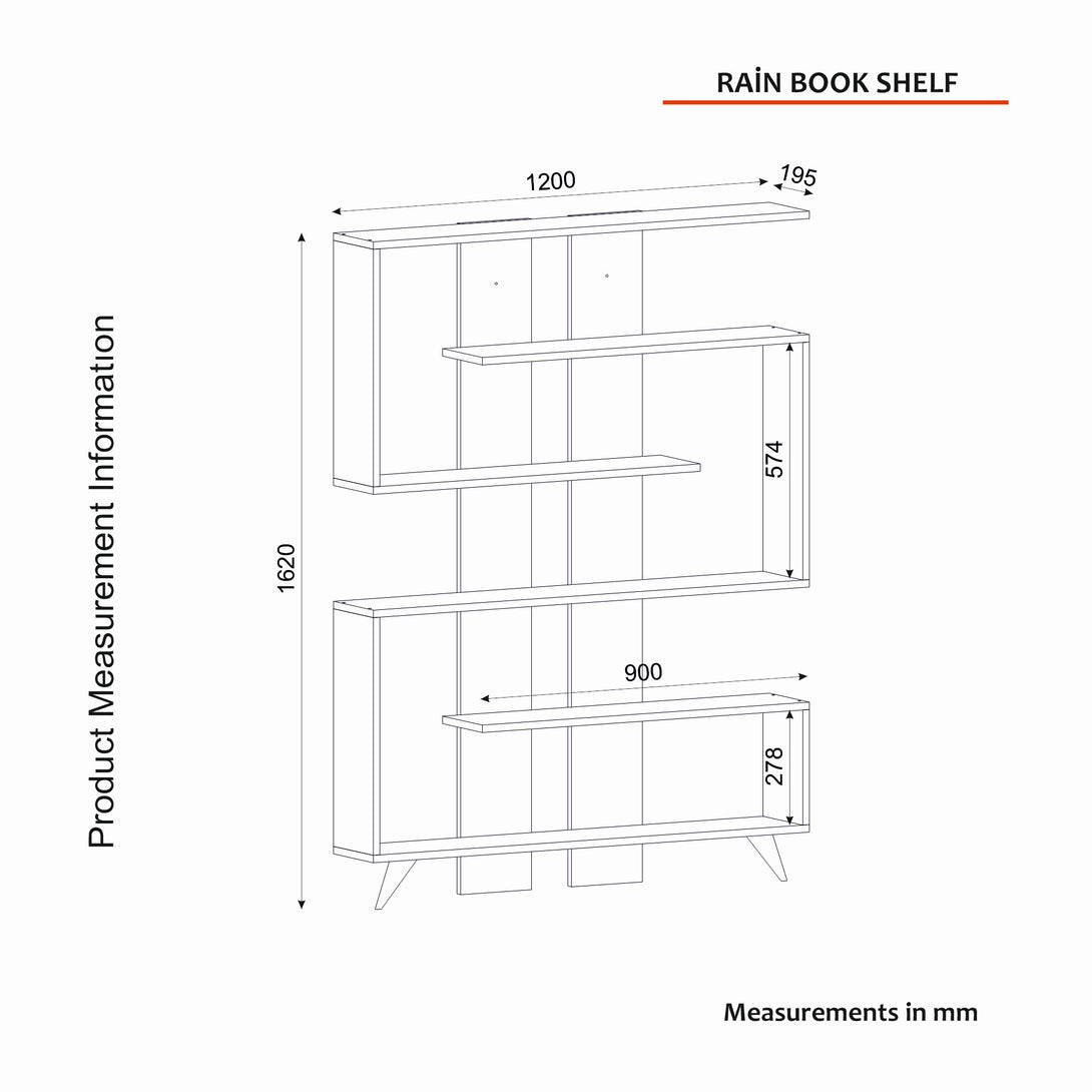 Polica za knjige Rain - White, Walnut-Vasdom.hr