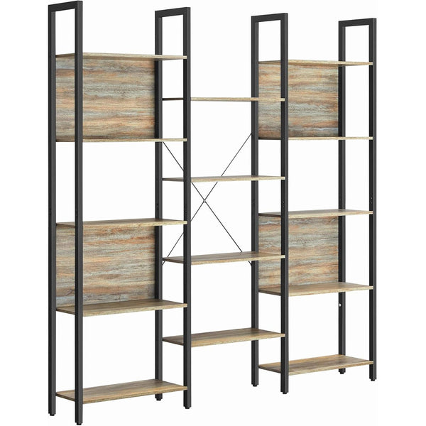 Polica za knjige s metalnim okvirom,24 x 158 x 166 cm, smeđe i crne boje | VASAGLE-Vasdom.hr