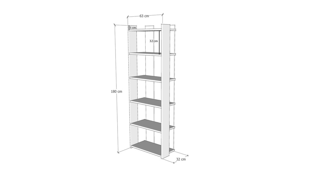 Polica za knjige Sakran - White, Walnut-Vasdom.hr