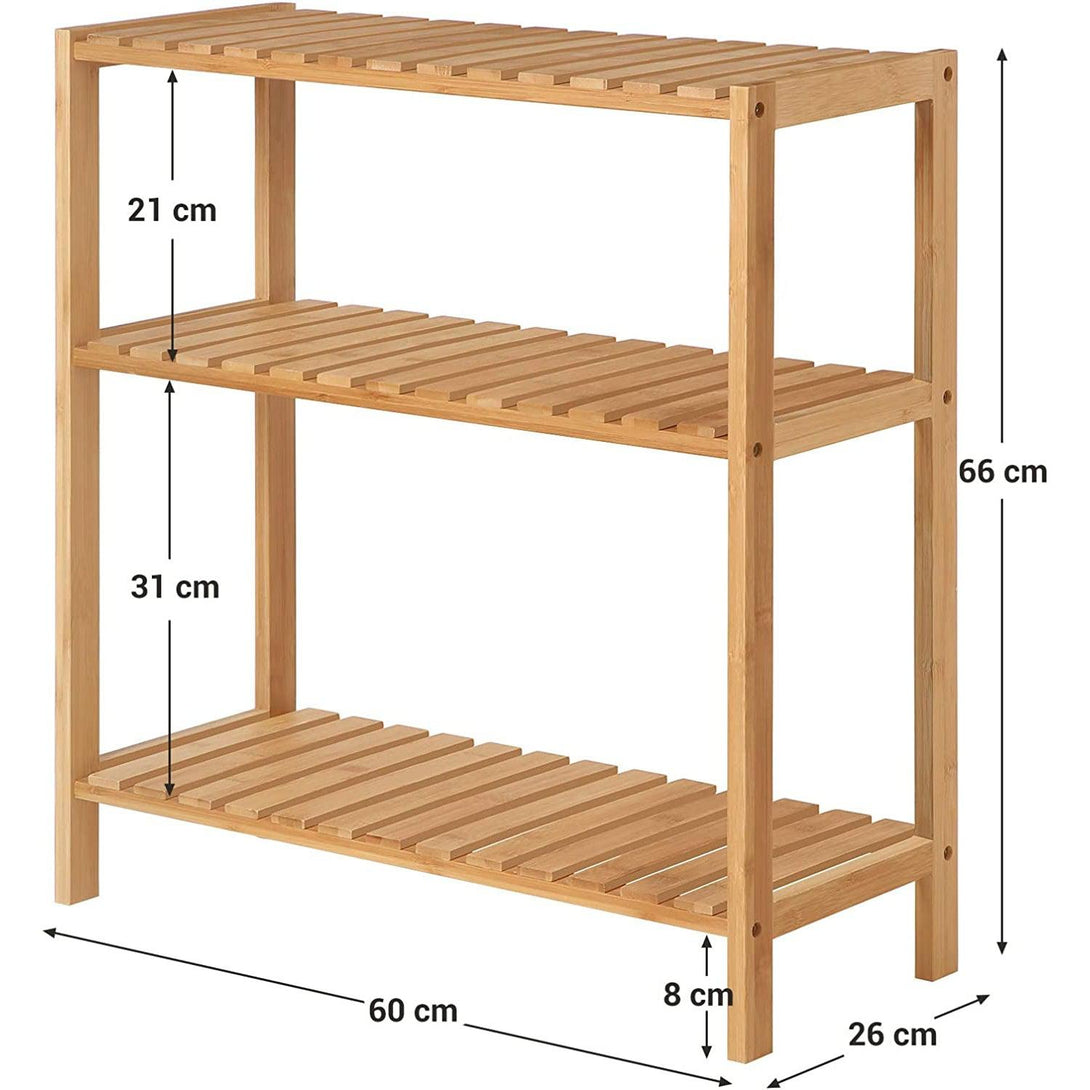 Polica za kupaonicu od prirodnog bambusa, 60 x 26 x 66 cm | SONGMICS-Vasdom.hr