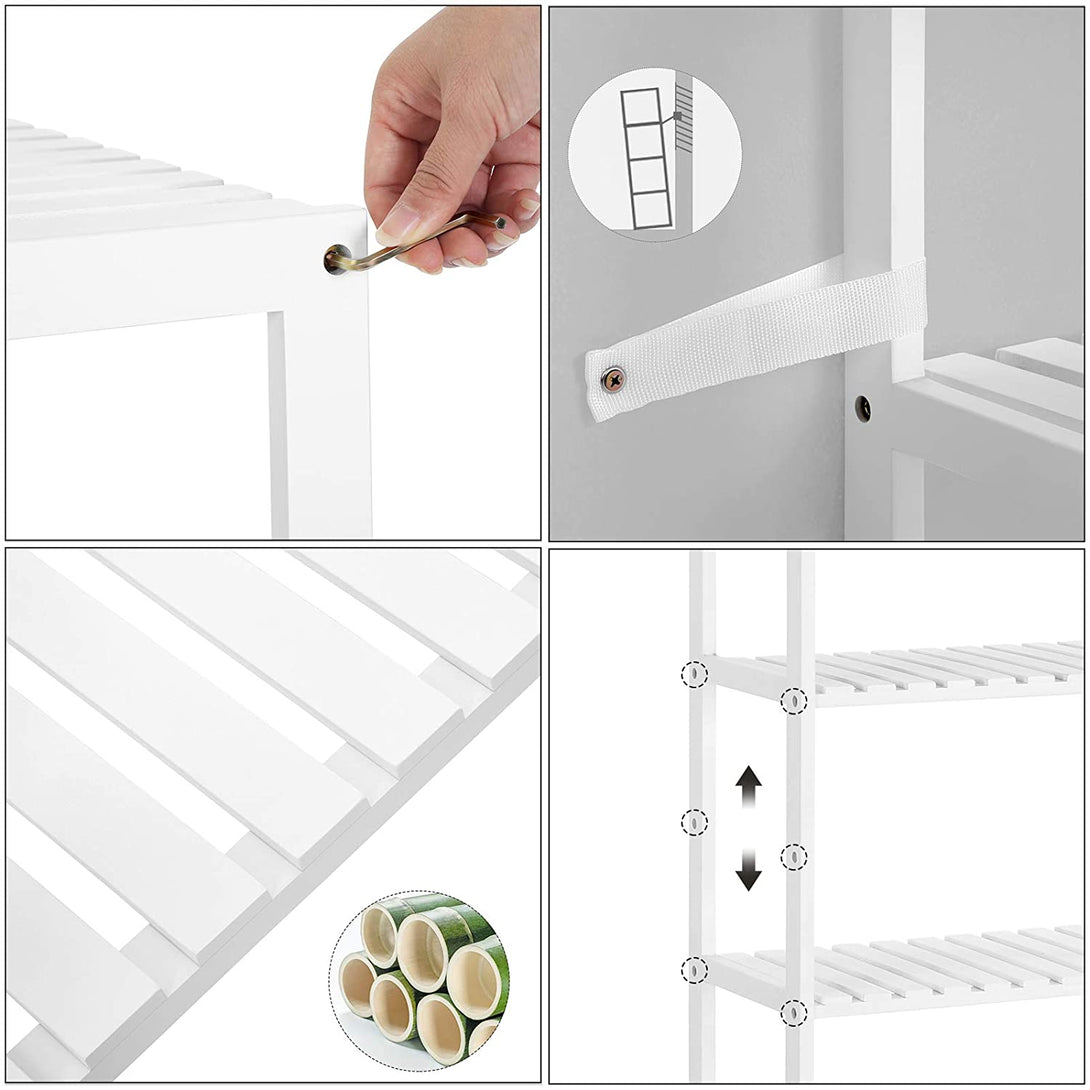 Polica za odlaganje, 5 razina s 9 podesivih visina 60 x 130 x 26 cm, bijela | SONGMICS-Vasdom.hr