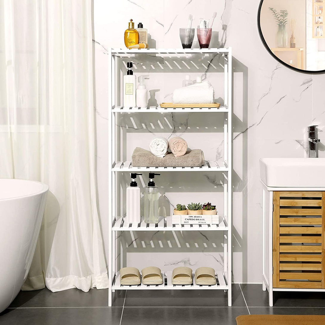 Polica za odlaganje, 5 razina s 9 podesivih visina 60 x 130 x 26 cm, bijela | SONGMICS-Vasdom.hr