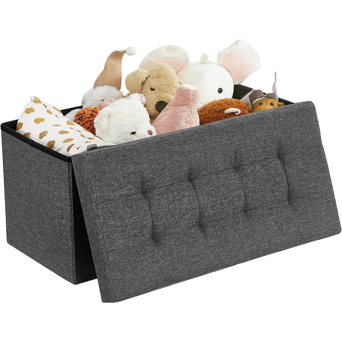 Pouf klupa za odlaganje, 76 x 38 x 38 cm, tamno siva | SONGMICS-Vasdom.hr