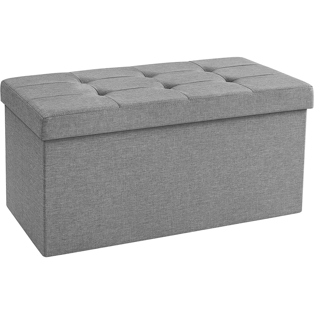 Pouf klupa za sjedenje i odlaganje, tabure, 76 x 38 x 38 cm, svijetlo siva | SONGMICS-Vasdom.hr