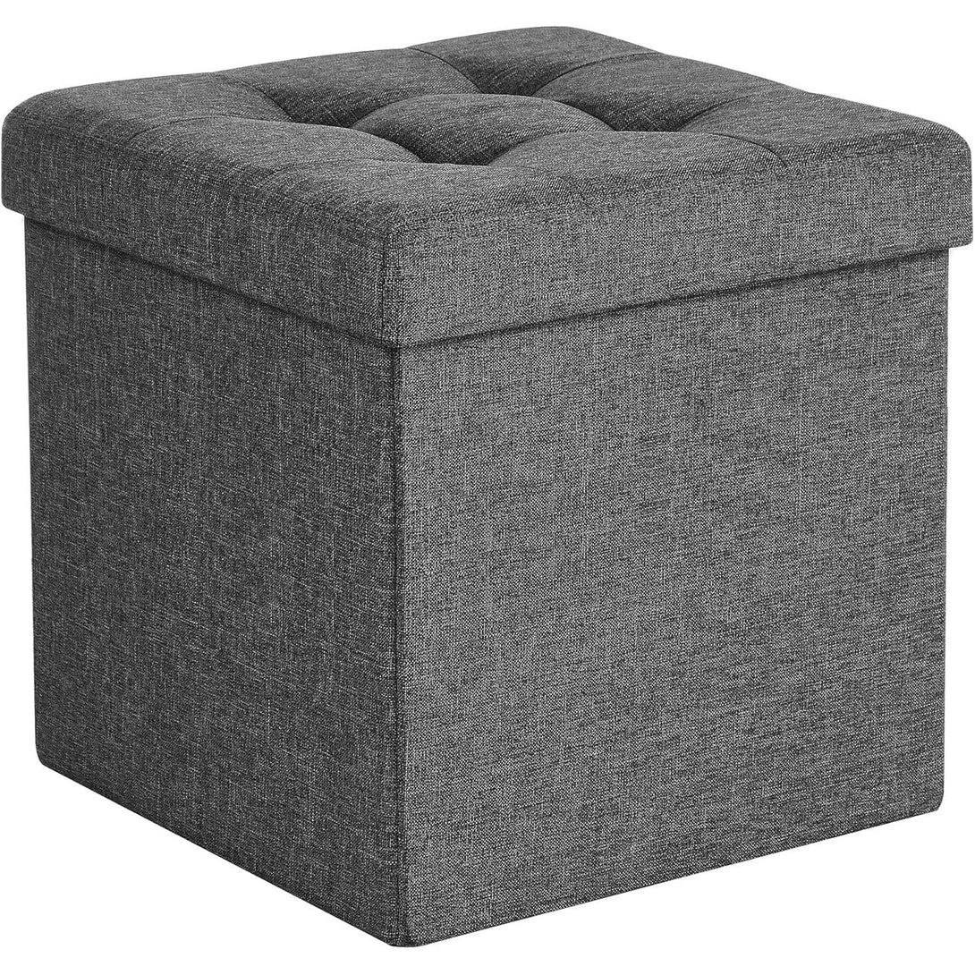 Pouf klupa za sjedenje s spremištem, 38 x 38 x 38 cm, tamno siva | SONGMICS-Vasdom.hr