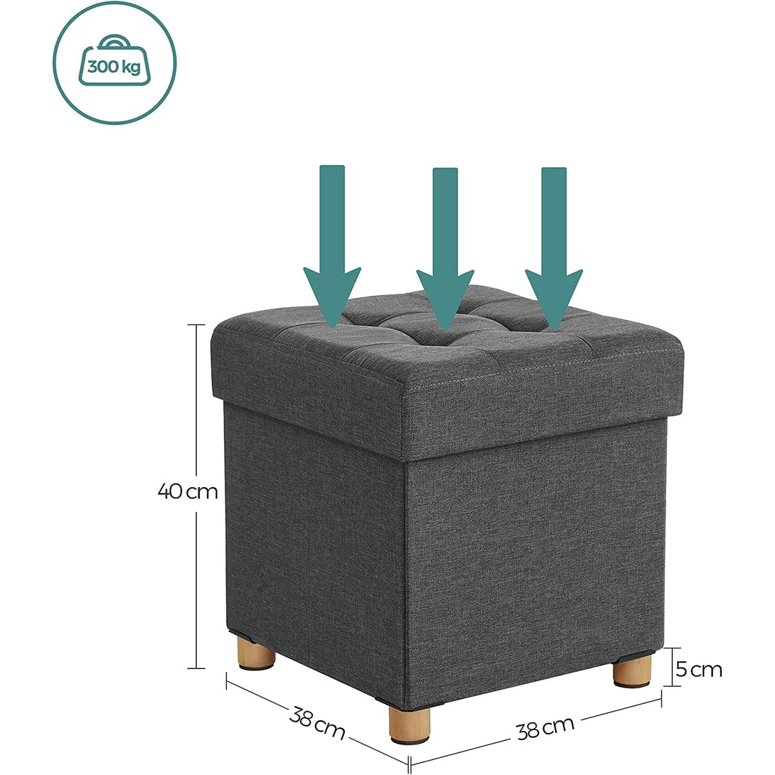 Pouf kockasta klupa za odlaganje, tabure 38 x 38 x 40 cm, tamno siva | SONGMICS-Vasdom.hr