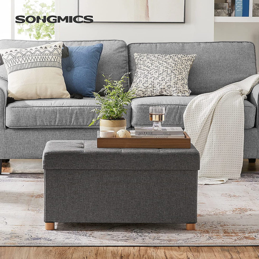 Pouf, sklopiva klupa sa spremištem i poklopcem, 76 x 38 x 40 cm | SONGMICS-Vasdom.hr