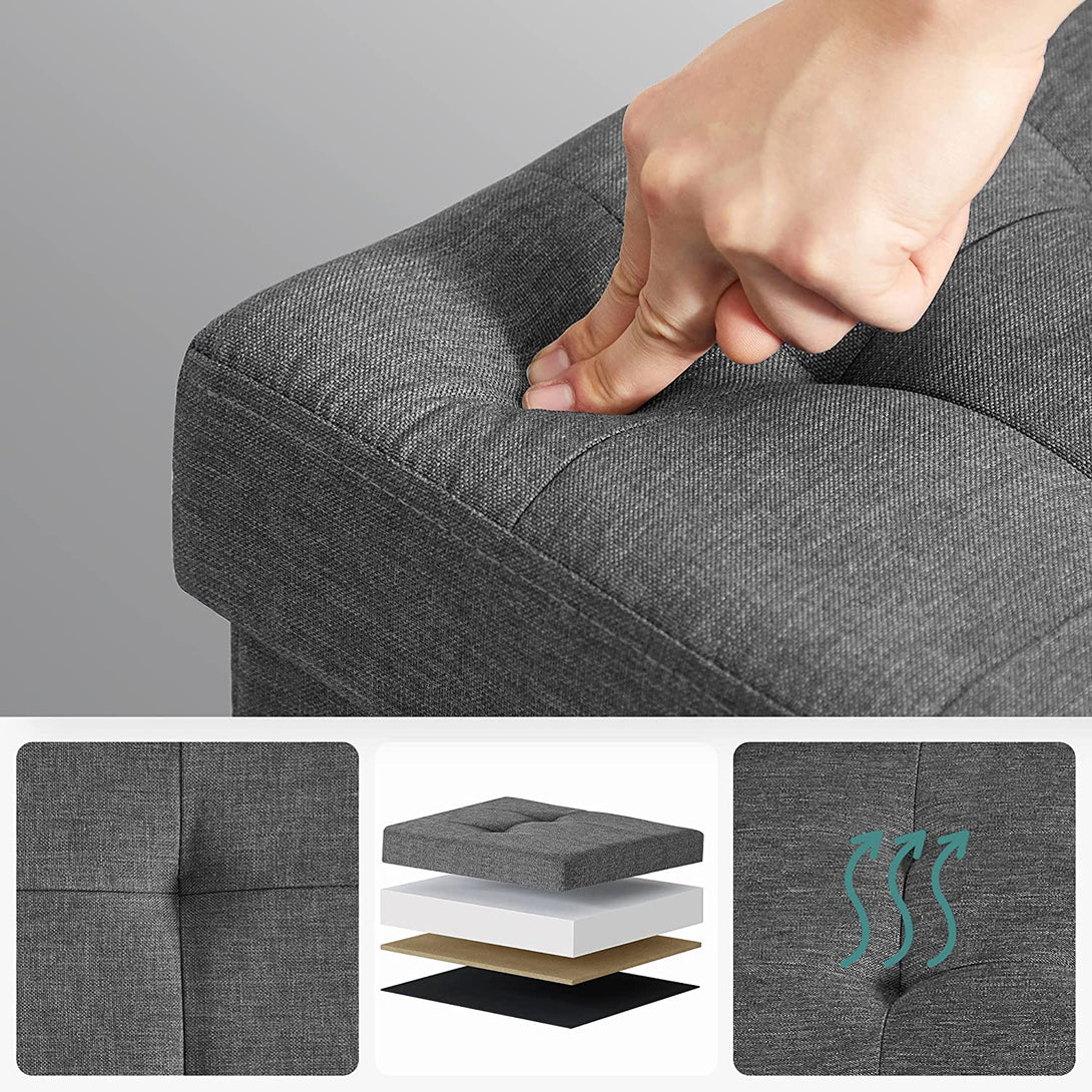Pouf, sklopiva klupa sa spremištem i poklopcem, 76 x 38 x 40 cm | SONGMICS-Vasdom.hr
