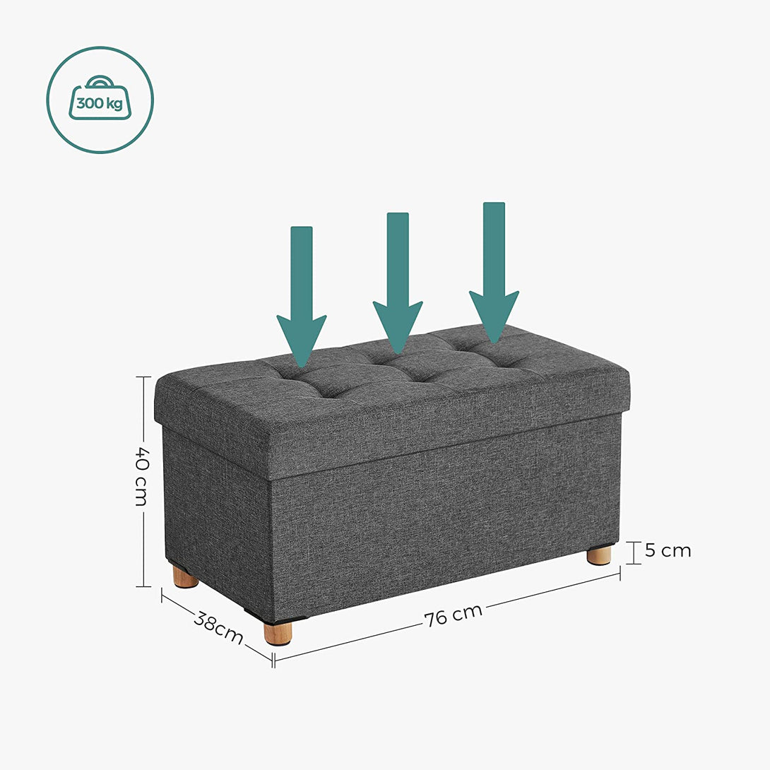 Pouf, sklopiva klupa sa spremištem i poklopcem, 76 x 38 x 40 cm | SONGMICS-Vasdom.hr