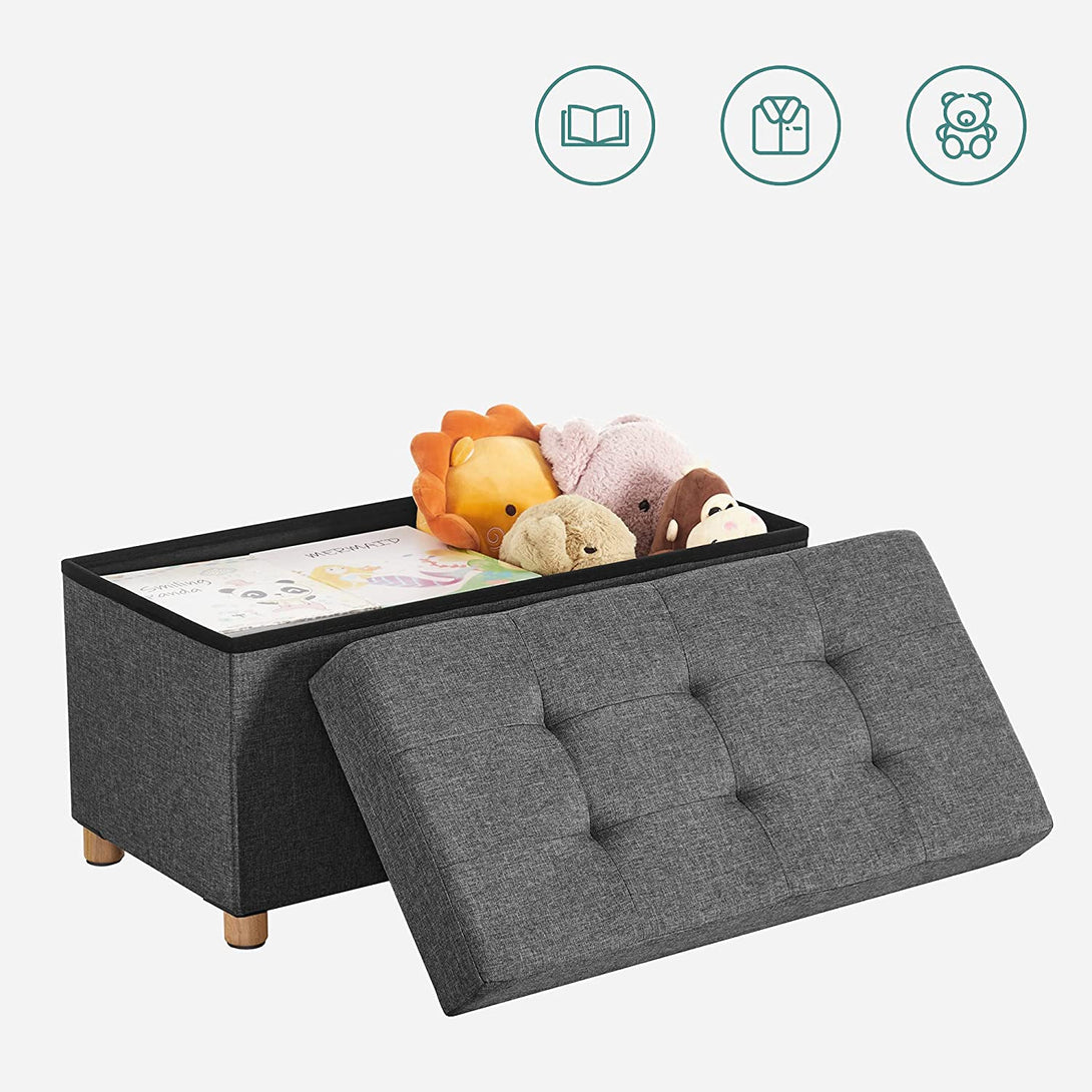 Pouf, sklopiva klupa sa spremištem i poklopcem, 76 x 38 x 40 cm | SONGMICS-Vasdom.hr