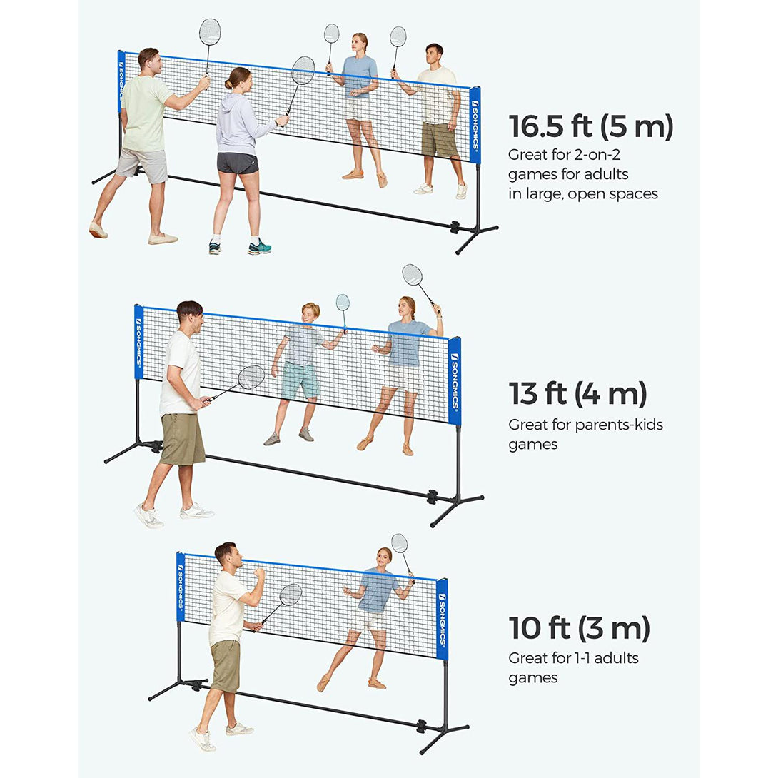 Prijenosna mreža za tenis/badminton sa postoljem podesive visine 5x1,55 m, plava | SONGMICS-Vasdom.hr