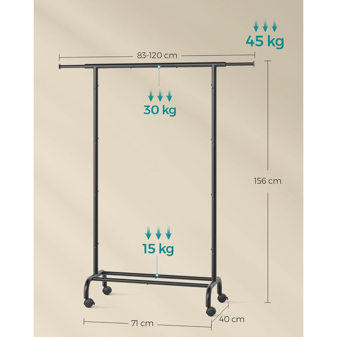 Proširivi stalak za odjeću nosivosti 45 kg, 0 x (83-120) x 156 cm, crni | SONGMICS-Vasdom.hr