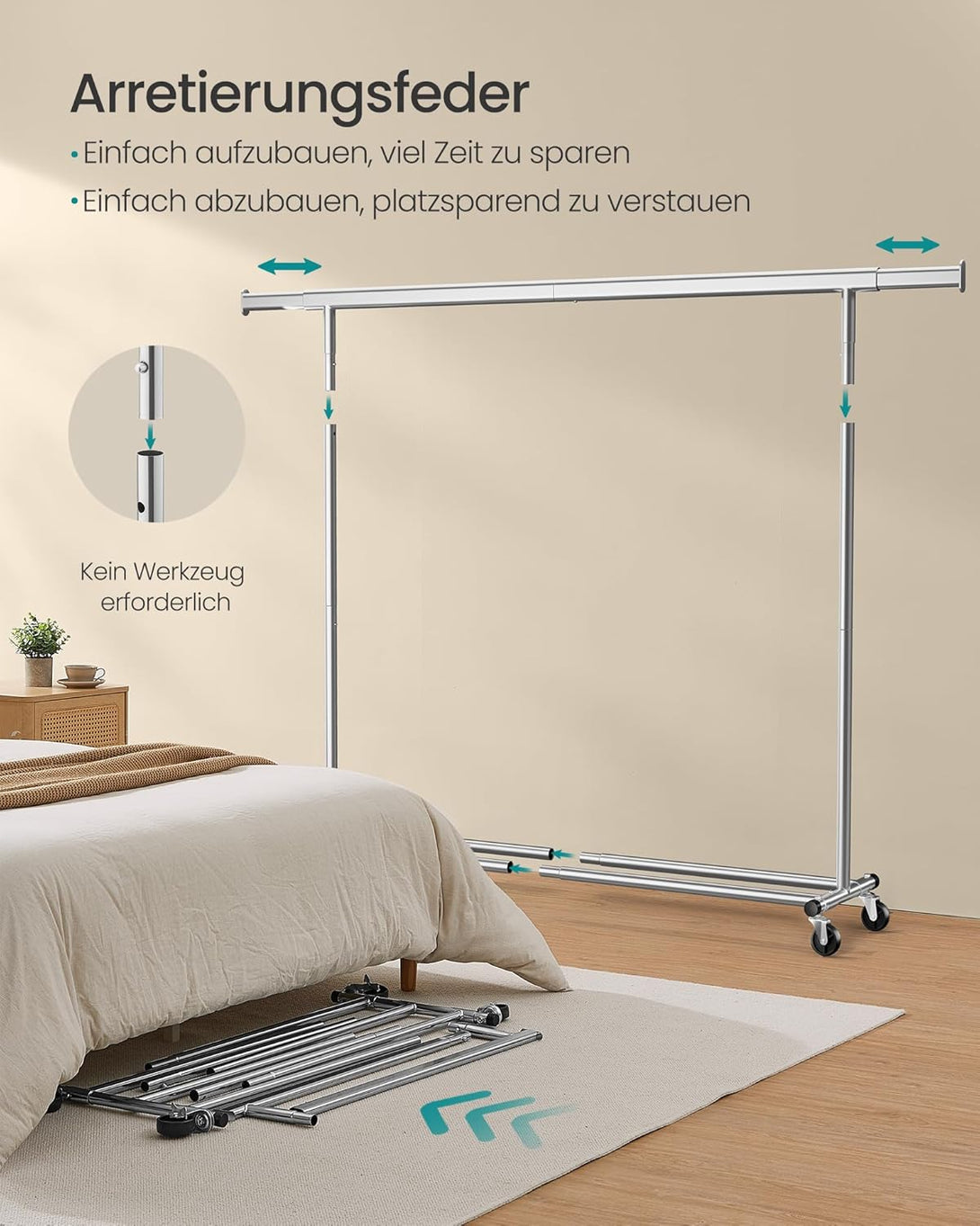 Proširivi stalak za odjeću nosivosti do 150kg, srebrne boje | SONGMICS-Vasdom.hr