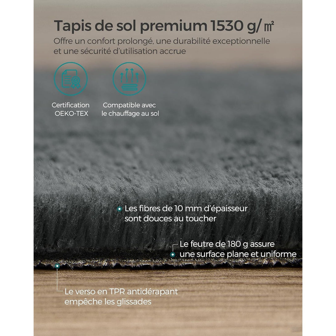 Protuklizni tepih 120 x 170 cm, mekan i moderan tepih za svaku prostoriju, tamno sivi | SONGMICS-Vasdom.hr