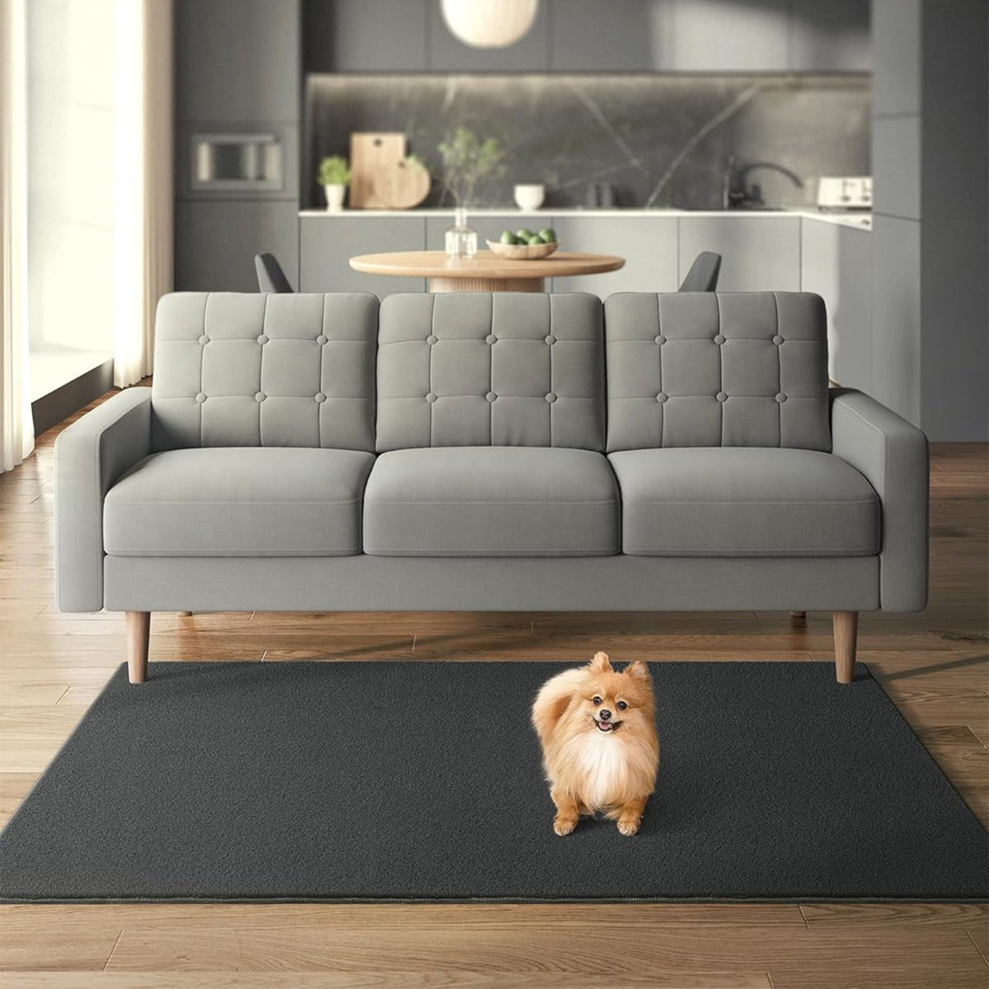 Protuklizni tepih 120 x 170 cm, mekan i moderan tepih za svaku prostoriju, tamno sivi | SONGMICS-Vasdom.hr