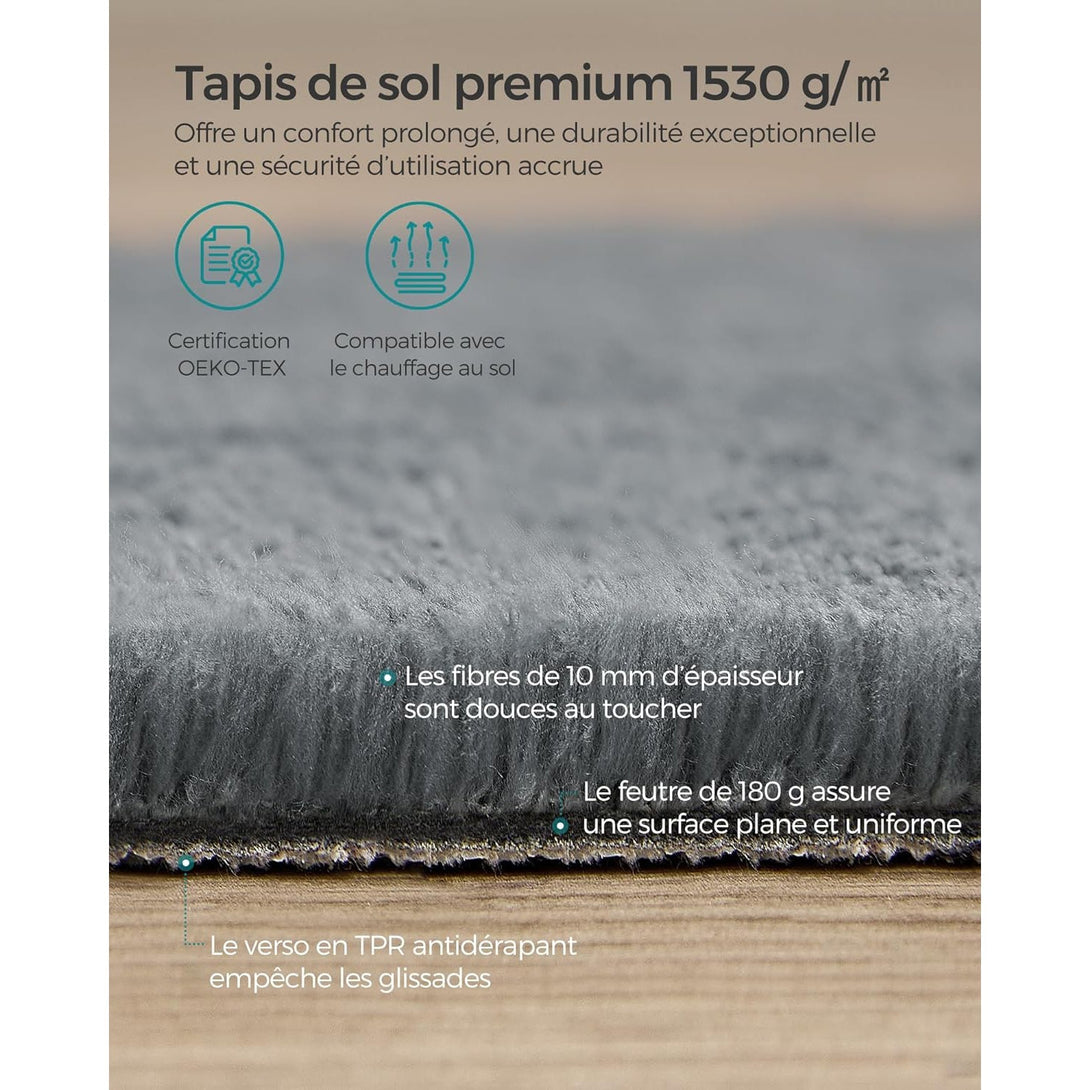 Protuklizni tepih 160 x 230 cm, mekan i moderan tepih za svaku prostoriju, sivi | SONGMICS-Vasdom.hr