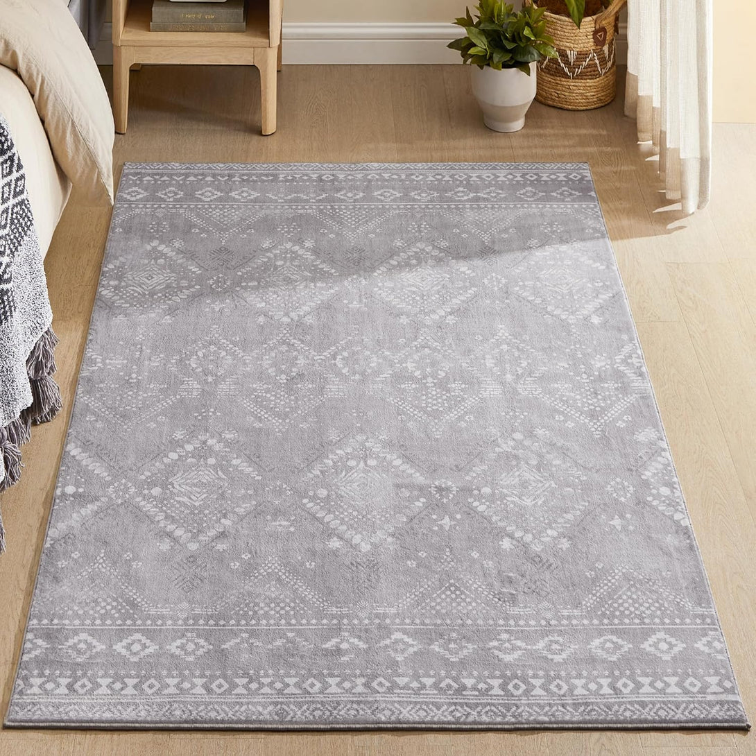 Protuklizni tepih, periv u stroju, boho stil, 120 x 170 cm, svijetlo sive boje | SONGMICS-Vasdom.hr