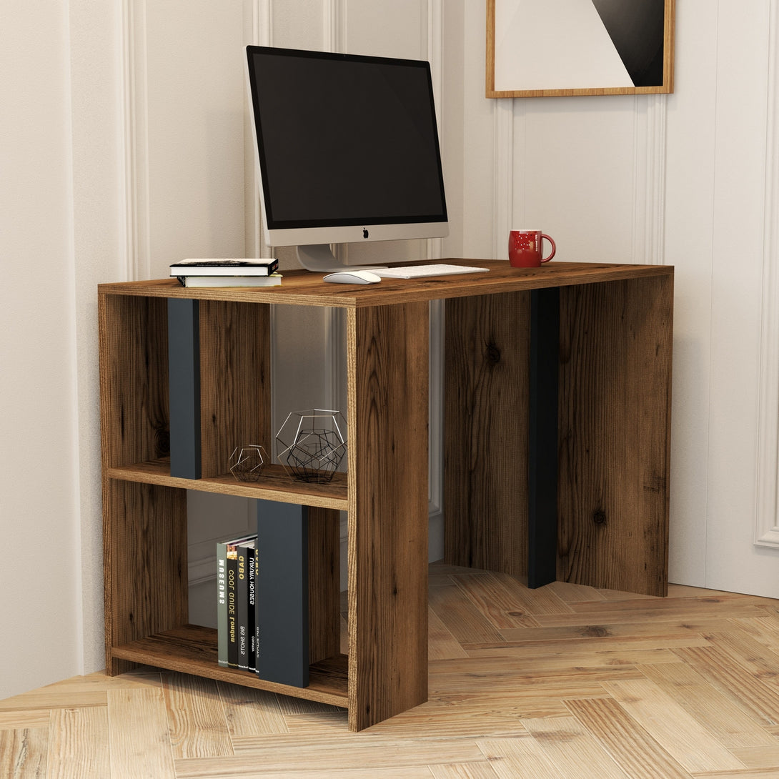Radni stol Lima - Walnut, Anthracite-Vasdom.hr