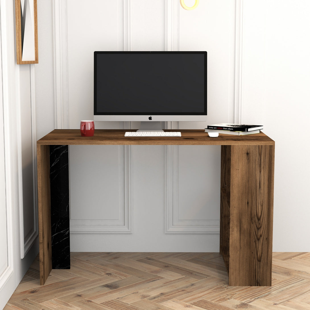 Radni stol Lima - Walnut, Black Marble-Vasdom.hr