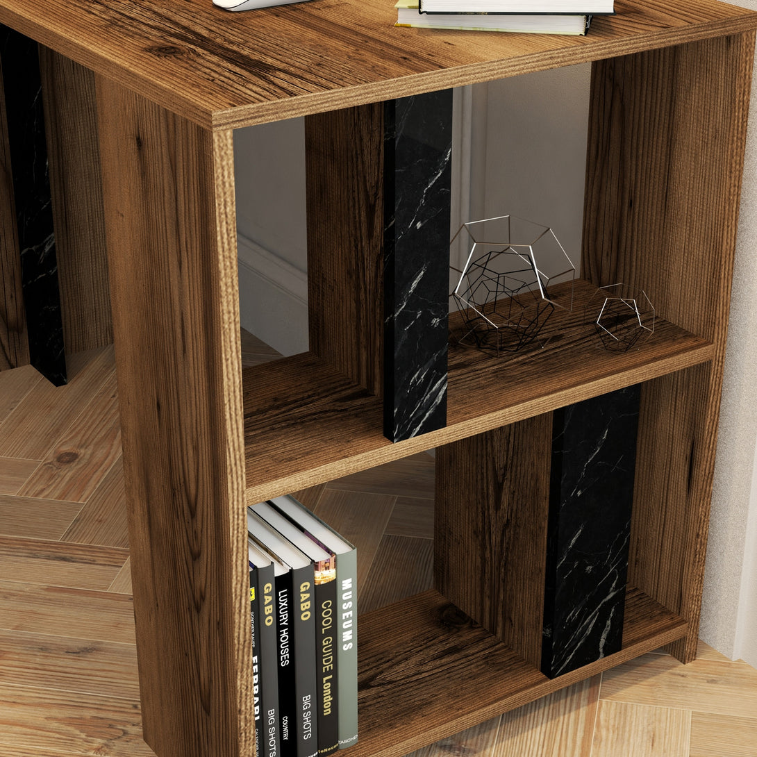 Radni stol Lima - Walnut, Black Marble-Vasdom.hr
