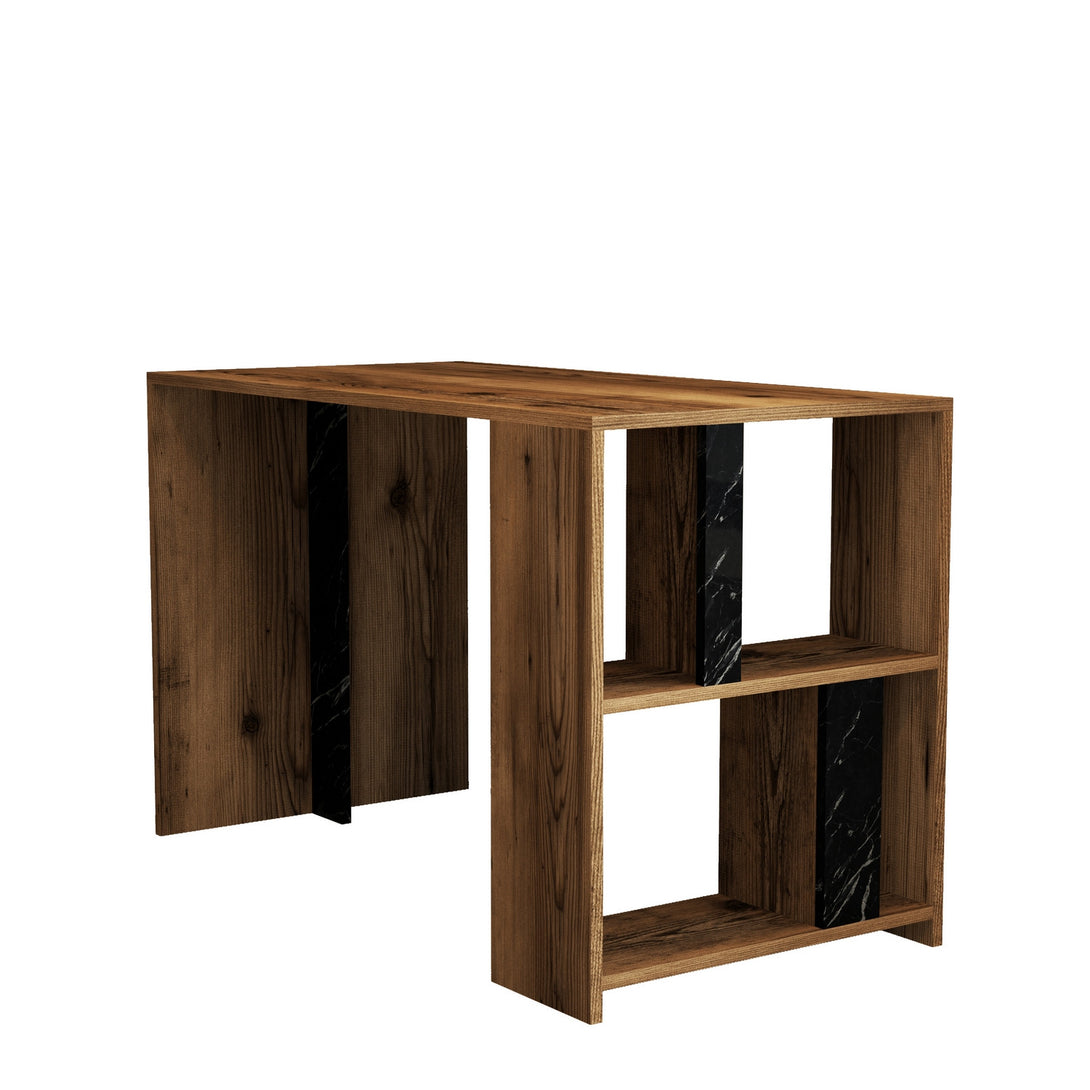 Radni stol Lima - Walnut, Black Marble-Vasdom.hr