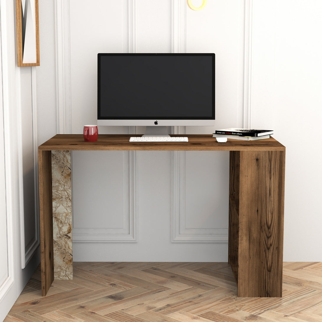 Radni stol Lima - Walnut, White Marble-Vasdom.hr