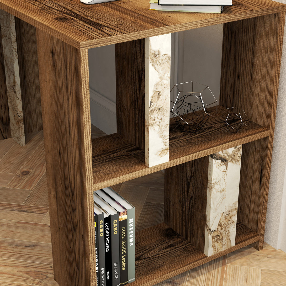 Radni stol Lima - Walnut, White Marble-Vasdom.hr