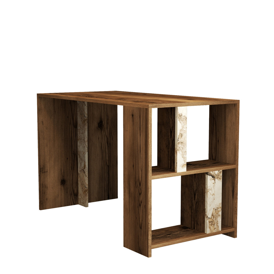 Radni stol Lima - Walnut, White Marble-Vasdom.hr