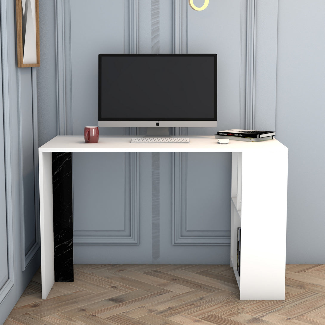 Radni stol Lima - White, Black Marble-Vasdom.hr