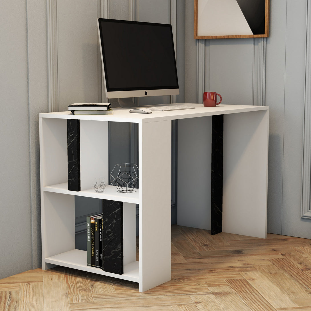 Radni stol Lima - White, Black Marble-Vasdom.hr